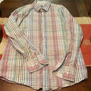 Tallia Mens dress shirt! Beautiful colored stripes with paisley lined collar